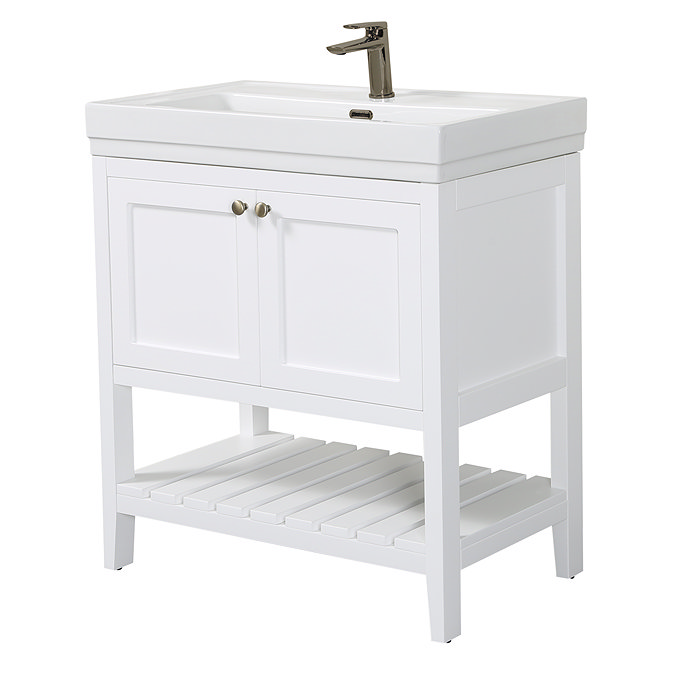 Trafalgar Freestanding Vanity Unit - 810mm White with Antique Brass Handles
