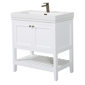 Trafalgar Freestanding Vanity Unit - 810mm White with Antique Brass Handles