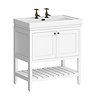 Trafalgar Freestanding Vanity Unit - 810mm White with Antique Brass Handles