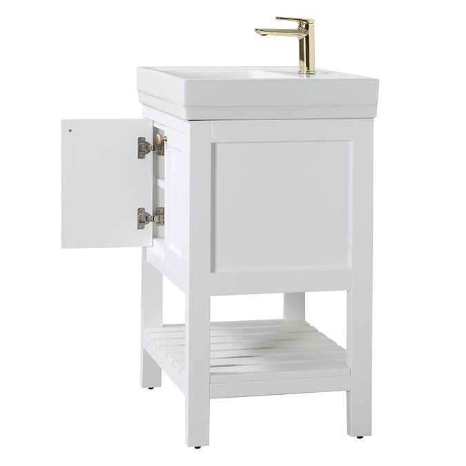 Trafalgar Freestanding Vanity Unit - 810mm White with Brushed Brass Handles