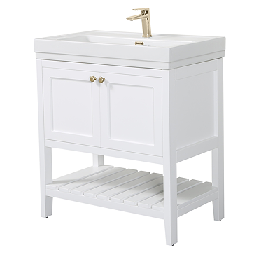 Trafalgar Freestanding Vanity Unit - 810mm White with Brushed Brass Handles