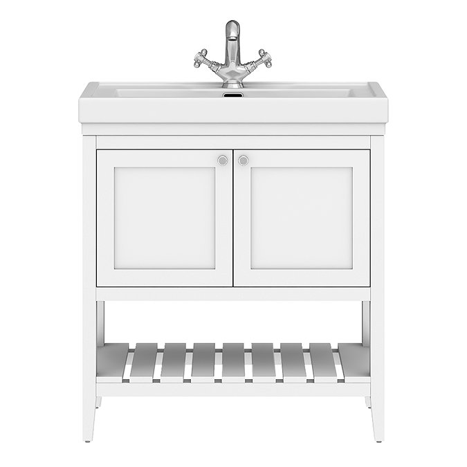Trafalgar Freestanding Vanity Unit - 810mm White with Chrome Handles