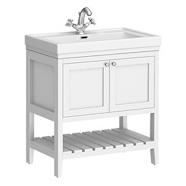 Trafalgar Freestanding Vanity Unit - 810mm White with Chrome Handles