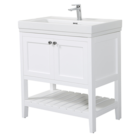 Trafalgar Freestanding Vanity Unit - 810mm White with Chrome Handles