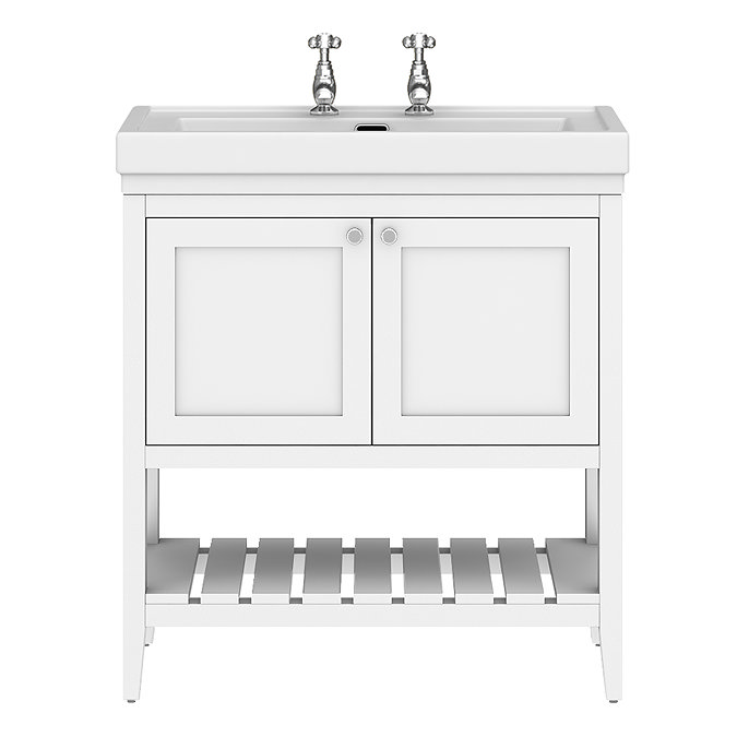 Trafalgar Freestanding Vanity Unit - 810mm White with Chrome Handles