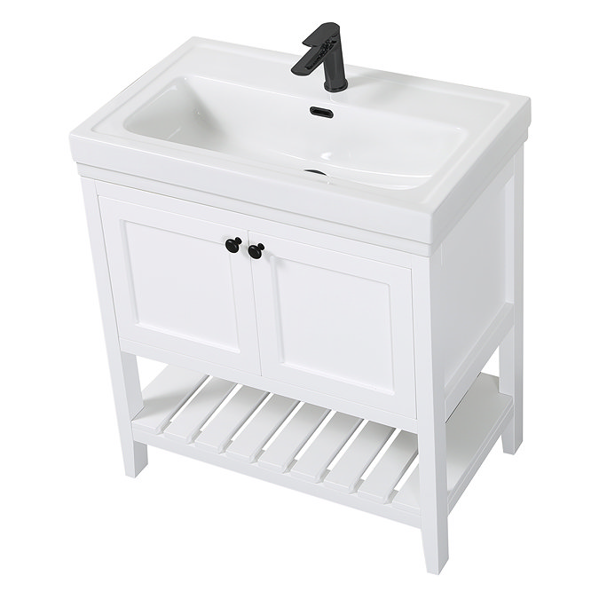 Trafalgar Freestanding Vanity Unit - 810mm White with Matt Black Handles