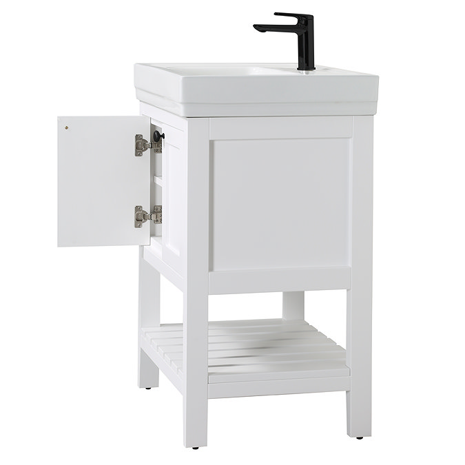 Trafalgar Freestanding Vanity Unit - 810mm White with Matt Black Handles