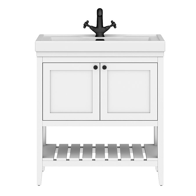 Trafalgar Freestanding Vanity Unit - 810mm White with Matt Black Handles