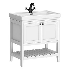 Trafalgar Freestanding Vanity Unit - 810mm White with Matt Black Handles
