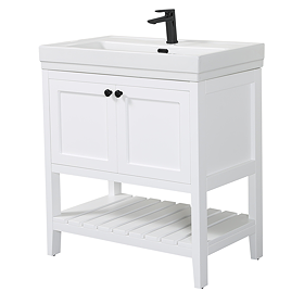 Trafalgar Freestanding Vanity Unit - 810mm White with Matt Black Handles