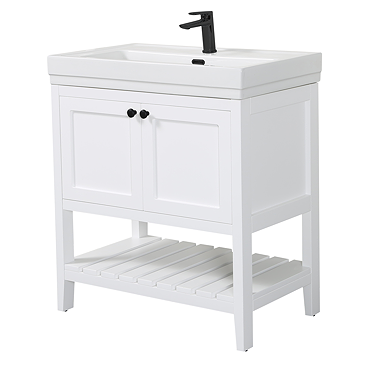 Trafalgar Freestanding Vanity Unit - 810mm White with Matt Black Handles