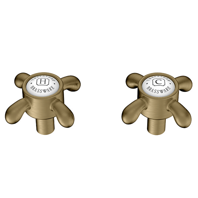 Trafalgar French Crosshead Alternative Tap Heads (Pair) - Antique Brass