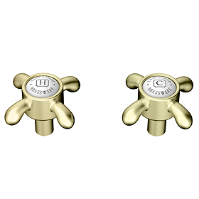 Trafalgar French Crosshead Alternative Tap Heads (Pair) - Brushed Brass