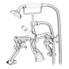 Trafalgar French Crosshead Deck Mounted Bath Shower Mixer & Shower Kit with Cranked Legs Chrome