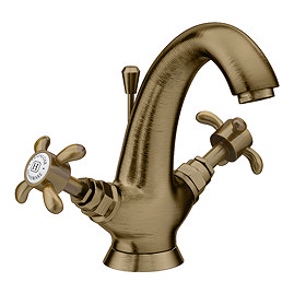 Trafalgar French Crosshead Mono Basin Mixer Tap & Pop-Up Waste Antique Brass