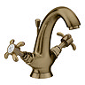 Trafalgar French Crosshead Mono Basin Mixer Tap & Pop-Up Waste Antique Brass