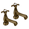 Trafalgar French Crosshead Pillar Bath Taps (Pair) Antique Brass