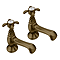 Trafalgar French Crosshead Pillar Bath Taps (Pair) Antique Brass