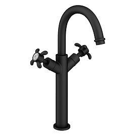 Trafalgar French Crosshead Tall Basin Mixer Tap Matt Black