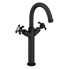 Trafalgar French Crosshead Tall Basin Mixer Tap Matt Black