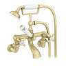 Trafalgar French Crosshead Wall Mounted Bath Shower Mixer & Shower Kit Brushed Brass