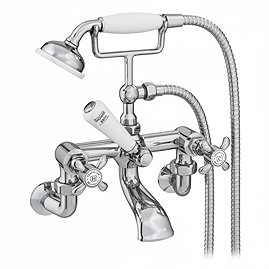 Trafalgar French Crosshead Wall Mounted Bath Shower Mixer & Shower Kit Chrome