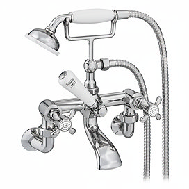Trafalgar French Crosshead Wall Mounted Bath Shower Mixer & Shower Kit Chrome