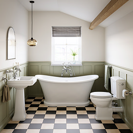Trafalgar Full Bathroom Suite (WC with 540 Basin, Pedestal & 1685 Slipper Bath)