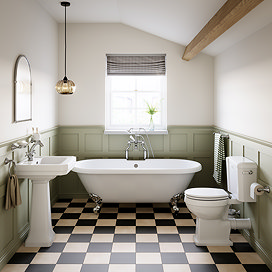 Trafalgar Full Bathroom Suite (WC with 640 Basin, Pedestal & 1695 Double Ended Bath)