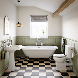 Trafalgar Full Bathroom Suite (WC with 540 Basin, Pedestal & 1695 Double Ended Bath)