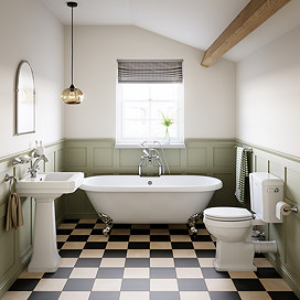 Trafalgar Full Bathroom Suite (WC with 540 Basin, Pedestal & 1695 Double Ended Bath)