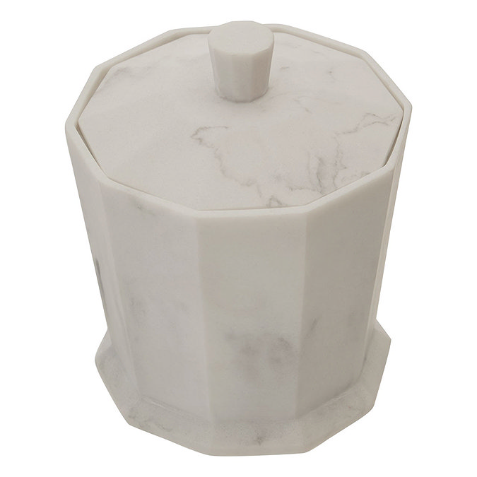 Trafalgar Grey Marble Effect Polyresin Cotton Jar with Lid  Profile Large Image