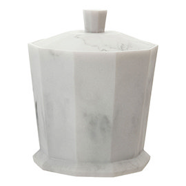 Trafalgar Grey Marble Effect Polyresin Cotton Jar with Lid Medium Image