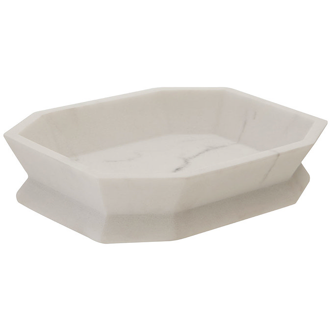 Trafalgar Grey Marble Effect Polyresin Soap Dish Large Image