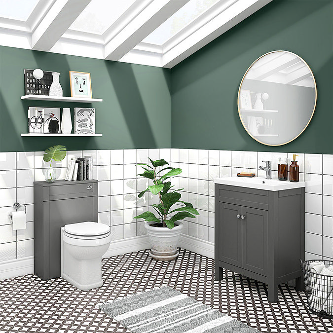 Trafalgar Grey Sink Vanity Unit + Toilet Package Large Image
