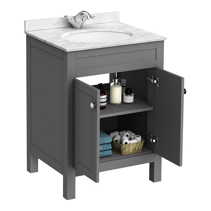 Trafalgar Grey Vanity Unit with White Marble Basin Top + Toilet Unit Pack  Profile Large Image