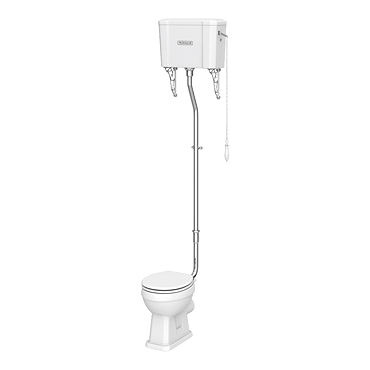 Trafalgar Traditional High-Level Pan, Cistern & Flush Pipe Kit - Excludes Seat - Chrome