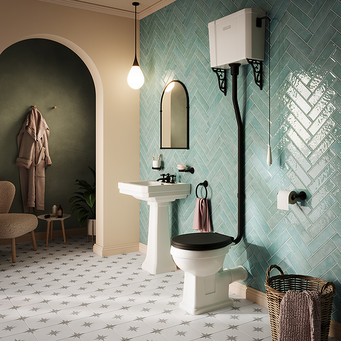Trafalgar High Level Toilet (Matt Black) Excludes Seat