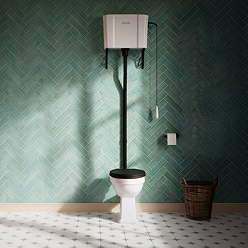 Trafalgar High Level Toilet (Matt Black) Excludes Seat