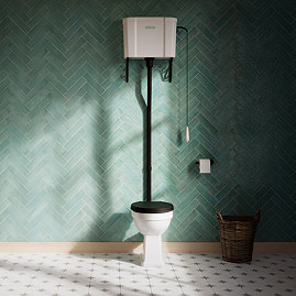 Trafalgar High Level Toilet (Matt Black) Excludes Seat