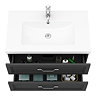 Period Bathroom Co. Wall Hung Vanity - Matt Black - 800mm 2 Drawer with Chrome Handles  Profile Larg