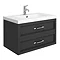 Period Bathroom Co. Wall Hung Vanity - Matt Black - 800mm 2 Drawer with Chrome Handles Large Image