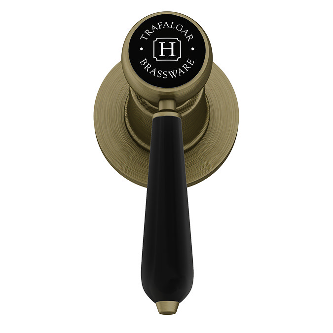 Trafalgar Lever 3 Hole Deck Mounted Basin Mixer & Pop-Up Waste Antique Brass with Black Levers