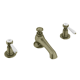 Trafalgar Lever 3 Hole Deck Mounted Basin Mixer & Pop-Up Waste Antique Brass