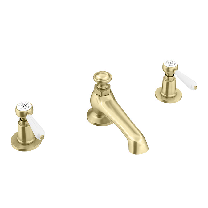 Trafalgar Lever 3 Hole Deck Mounted Basin Mixer & Pop-Up Waste Brushed Brass