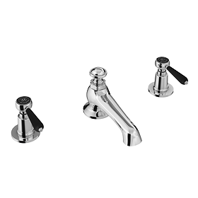 Trafalgar Lever 3 Hole Deck Mounted Basin Mixer & Pop-Up Waste Chrome & Black