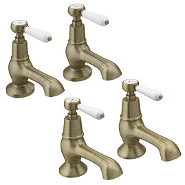 Trafalgar Lever Basin and Bath Tap Set - Antique Brass