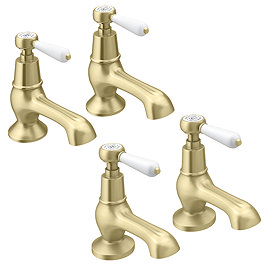 Trafalgar Lever Basin and Bath Tap Set - Brushed Brass