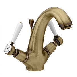 Trafalgar Lever Mono Basin Mixer Tap with Pop-Up Waste - Antique Brass