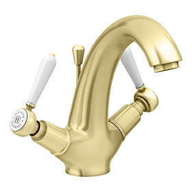 Trafalgar Lever Mono Basin Mixer Tap with Pop-Up Waste - Brushed Brass